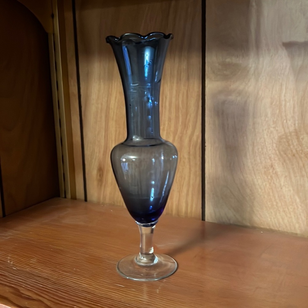 8” blue vase